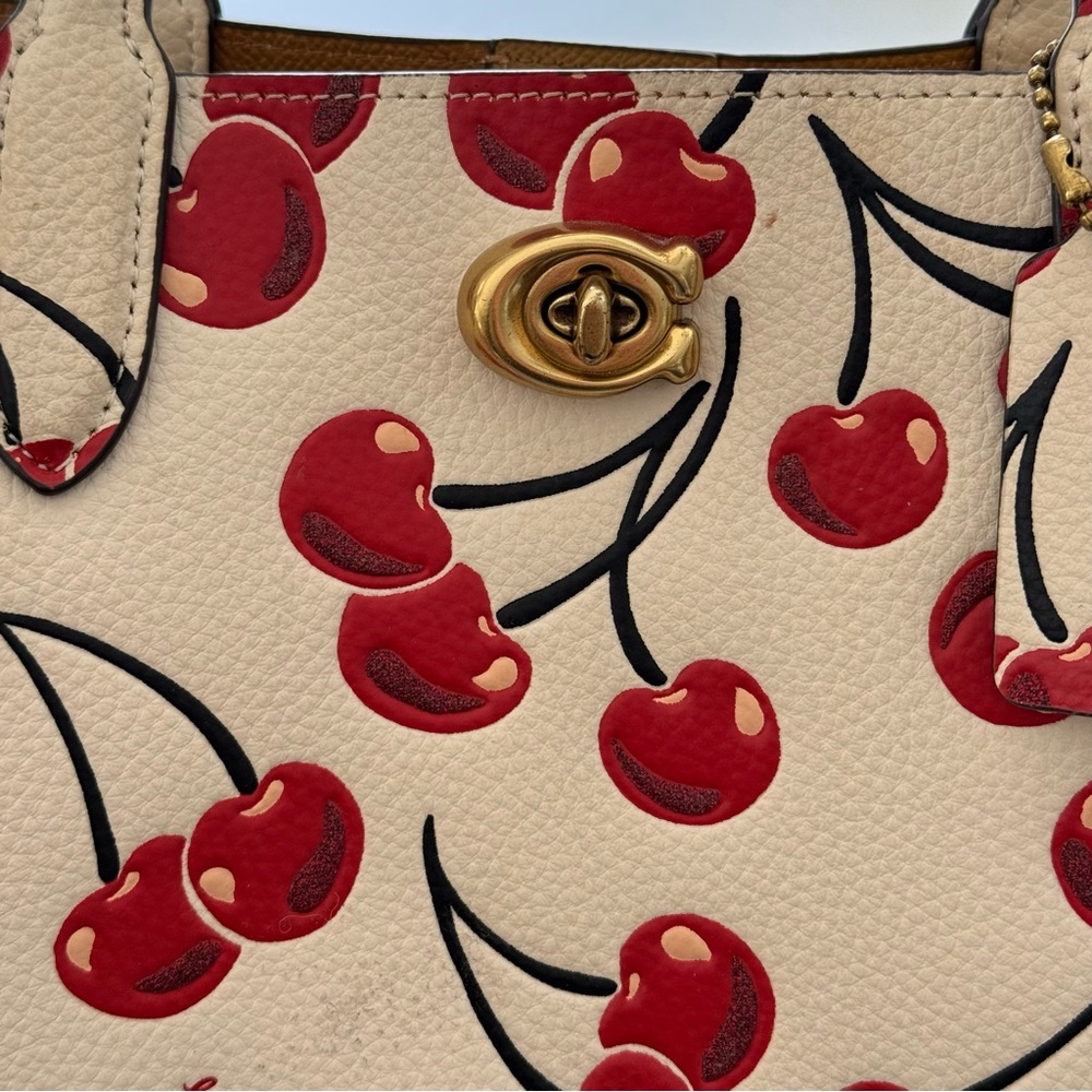 Coach Willow Tote Bag 24 With Cherry Print Crossbody Shoulder Bag - Picture 8 of 12